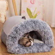 YIMWNYI Semi Enclosed Pet Dog House Dog Bed, Calming Cozy Kennel, Warm Plush Pet Supplies, Portable Handle Design, Self-Warming Cave for Cats and Dogs