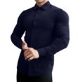 thumbnail image 1 of Pompotops Chemise Homme Décontractée Unie à Col Rabattu Boutonnée à Manches Longues en Solde, 1 of 8