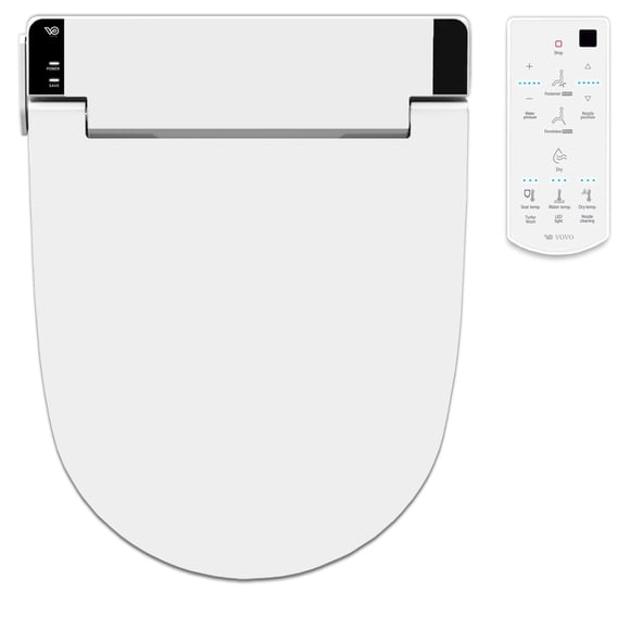 VOVO Siège de Toilette Bidet Style, Siège Chauffant, Chaud, Sec et Étanche, Veilleuse DEL, Rond
