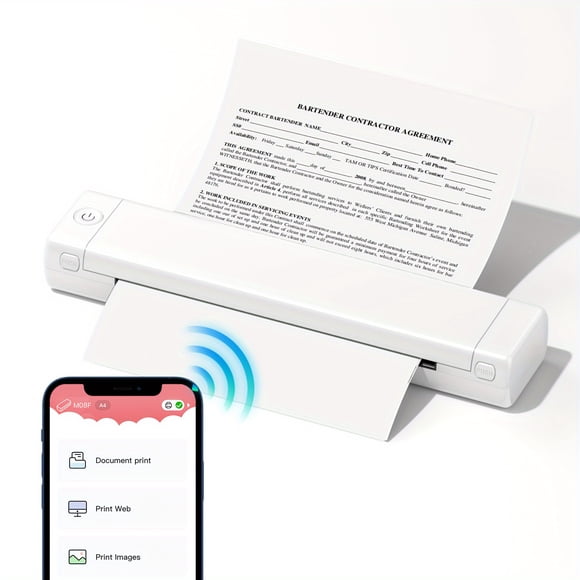 Portable Wireless Thermal Mobile-Printer - M08F Compact Inkless Printer For Travel,