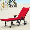 thumbnail image 3 of Costway 2 Pcs Chaise Longue Pliante en Rotin pour Patio avec Coussin en Aluminium avec Roue Rouge, 3 of 10