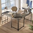 thumbnail image 3 of Bestier 95.2 inch L Shaped Desk with Power Outlet Reversible Corner Office Desk Grey, 3 of 7