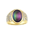 thumbnail image 1 of RYLOS Men's Rings 14K Yellow Gold Nugget Ring with Cabochon Gemstone & Diamonds Alexandrite Rings For Men Size 11, 1 of 7