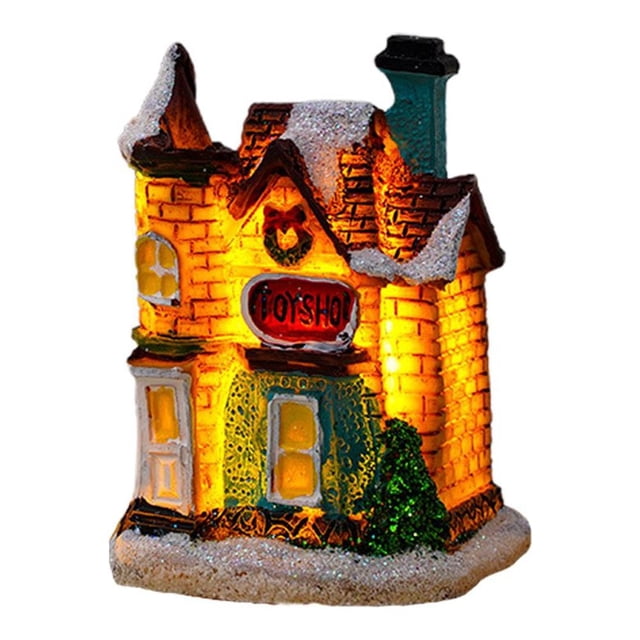 PENGXIANG Christmas Village LED Lighted Christmas Village Houses with Figurines Christmas Village Collection Indoor Room Decor - Collectible Buildings