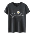 thumbnail image 4 of LUOGENLI T-shirts pour Femme pour Femmes T-shirts pour Femmes Motif Imprimé Tournesol Col Rond T-Shirt à Manches Courtes Haut T-shirts pour Femmes T-shirts Graphiques T-shirts Pêche Saint-Valentin Gris Foncé TTG, 4 of 6