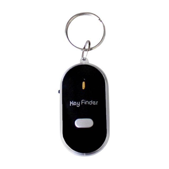Black Key Finder Device With Whistle Sound Activation, Led Flashlight And Remote Control For Lost Keys And Small Item Location, 2.05X1.10In