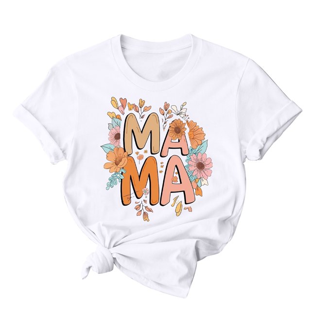 RKSTN Hauts d'Été pour Femmes Décontractés Coupe Ample Polyvalents T-Shirts Graphiques Mode à Imprimé Floral Respirants Manches Courtes Col Rond T-shirt Blouses, Cadeaux de la Fête des Mères