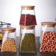 thumbnail image 4 of Bean Storage Tank For Home Kitchen Glass Jars With Lid Sealed Ladder-Shaped Storing Dry Food Transparent Seal Coffee, 4 of 15