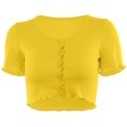 thumbnail image 1 of Débardeurs Courts Y2K pour Femmes Bouton Tricoté Manches Courtes - Jaune, 1 of 2