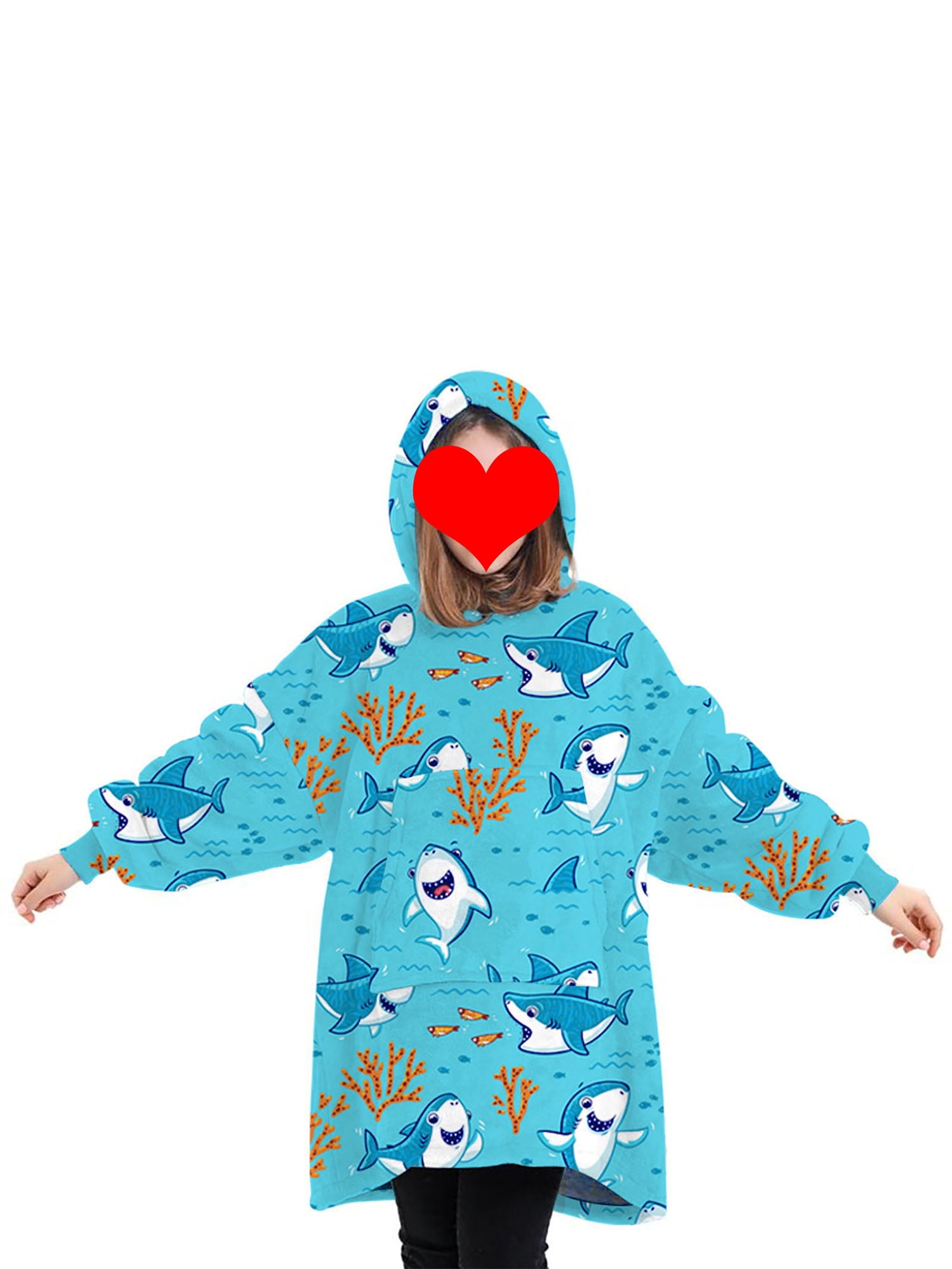 Fortune Matching Family Wearable Blanket Oversized Hoodies Pullover Christmas Pajama