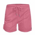 thumbnail image 3 of AherBiu Hiking Shorts for Women Drawstring High Waisted Button Roll Up Hem Summer Outdoor Short Solid Color, 3 of 7