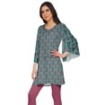 thumbnail image 2 of Moomaya Kurtis Courtes en Poly-Crêpe pour Femmes, Robe à Manches Kimono Imprimée, Haut Indien, 2 of 5