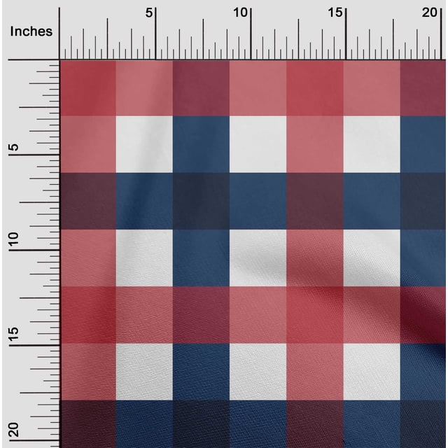 oneOone Polyester Lycra Blue Fabric Gingham Check Fabric For Sewing Printed Craft Fabric By The Yard 56 Inches Wide