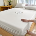 thumbnail image 1 of Uscallm Double Bed Fitted Sheet Set Non-Slip Mattress Cover All Inclusive Protection Soft Polyester Fiber 200x150cm 78.74x59in Bedding Includes Fitted Sheet and 2 Pillowcases, 1 of 6