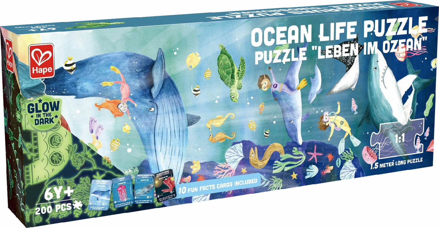 Hape : Puzzle 210 pcs / Ocean life glow-in-the-dark