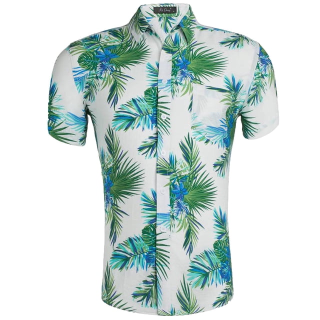 Pompotops Chemise Blouse à Manches Courtes à Col à Revers Décontractée pour Homme à Motif Imprimé en Solde
