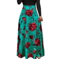 thumbnail image 2 of Summer Flower Dot Print Color Matching Long Sleeve High Waist Women Maxi Dress, 2 of 12