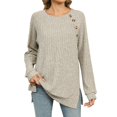 thumbnail image 1 of yoeyez Tunique en Tricot pour Femmes, Chandails à Manches Torsadées Patchwork, Col Ras du Cou Raglan, Chemises à Manches Longues, Hauts Mode Automne 2024, Beige, TG, 1 of 7