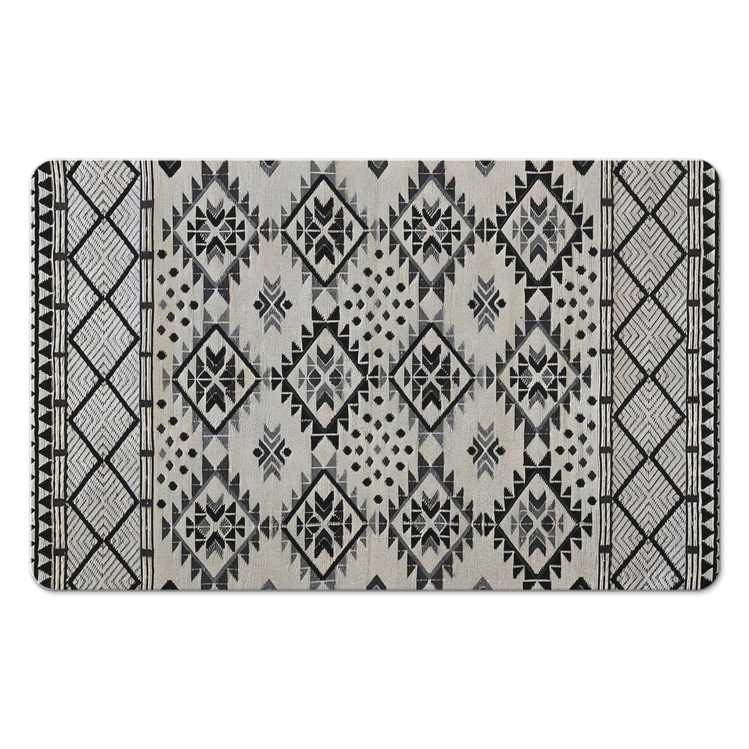 Luxurious Boho Bathroom Runner Rug - 20x32in, Non-Slip Moroccan Geometric Long Bath Mat, Soft and Machine Washable, Perfect for Bathtub, Sink, and Shower in Any Farmhouse