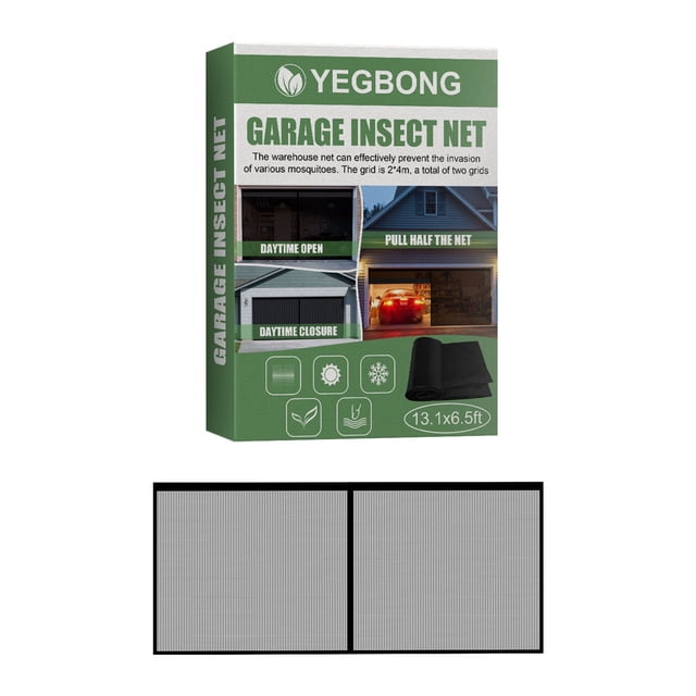 Trousse d'Écran de Porte de Garage 13 X 6,5 Pi Rideau de Porte en Maille de Fibre de Verre Auto-Étanche avec Conception Enroulable Résistante au Vent. Comprend un double Écran de Garage en Maille de Fibre de Verre 18 X 16 pour la ventilation et la protection contre les Insectes. Comprend des Nervures de Gravité pour la Résistance au Vent, des Bords Renforcés et des Sangles pour un Enroulement Facile. Convient aux Portes de Garage Doubles, Améliore la Circulation d'Air et la Lumière Naturelle Tout en Éliminant les Organismes Externes. Facile à Installer avec Bandes Incluses et Piquets de Poussée.