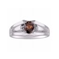 thumbnail image 1 of RYLOS Mens Rings 14K White Gold Classic Design 7X5MM Oval Gemstone & Diamond  Smoky Quartz June Birthstone Ring Size 12, 1 of 6