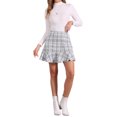 thumbnail image 2 of INSPIRE CHIC Women's Plaid Ruffle Hem Button Decor Tweed Mini Skirts S White Black, 2 of 6