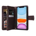 thumbnail image 2 of Case for iPhone 12 Cover Zipper Pocket Wallet Case Magnetic Protective - Braun, 2 of 5