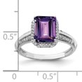 thumbnail image 2 of 925 Sterling Silver Rhodium-plated Octagonal Amethyst and Diamond Ring, 2 of 2
