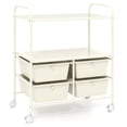 thumbnail image 1 of Costway Chariot de Rangement Roulant avec 4 Tiroirs et 2 Étagères Chariot Polyvalent en Plastique sur Roues Blanc, 1 of 10