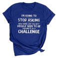 thumbnail image 2 of RXIRUCGD Hauts de Sortie pour Femmes Mode Été Décontracté Col Rond Imprimé Lettre Manches Courtes T-Shirt Chemises Femmes Bleu, 2 of 6