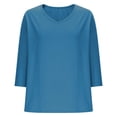 thumbnail image 4 of WRKEKC Chemises à Manches Longues pour Femmes, Hauts à Manches Longues pour Femmes, Haut/chemise à Col Rond à Manches Trois-Quarts Ample et Décontracté Uni pour Femmes, 4 of 7