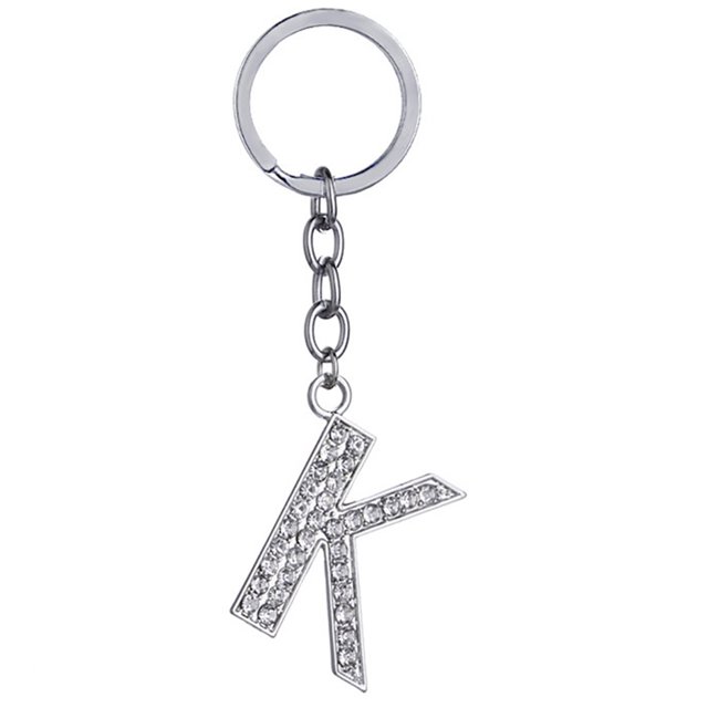 Porte-clés Strass Design A à Z Pendentif Porte-Clés Anneau pour Décoration de Sac à Main
