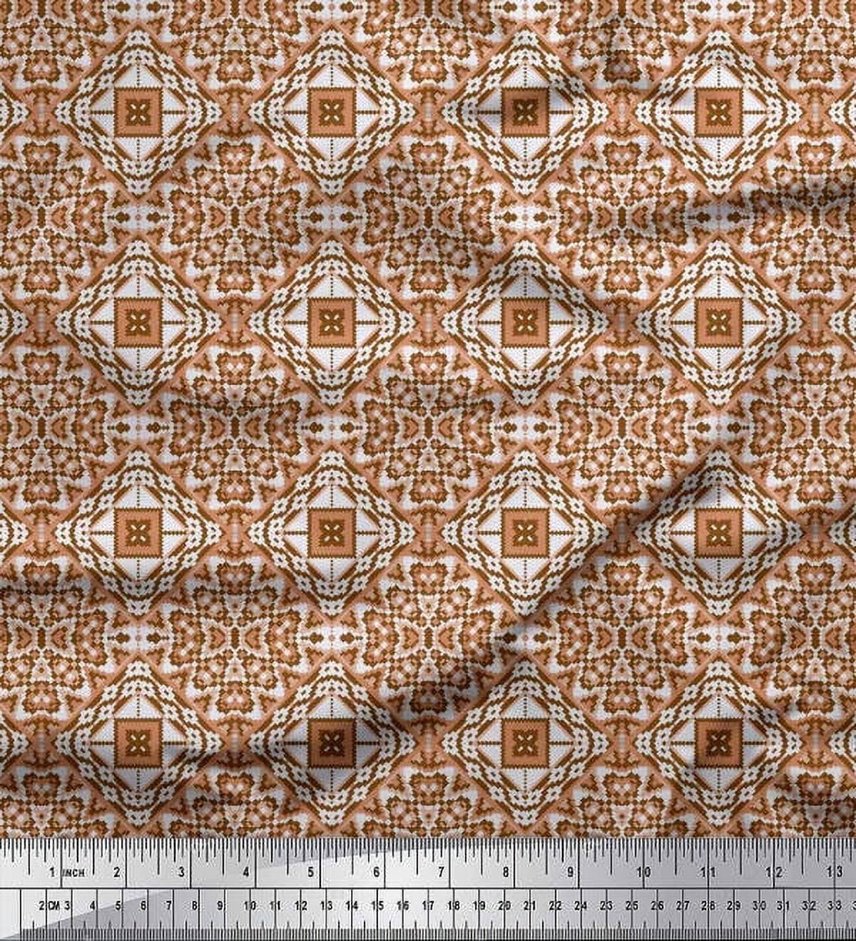 Soimoi Poly Georgette Fabric Geometric Kilim Decor Fabric Printed Yard 52 Inch Wide