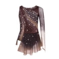 thumbnail image 3 of Freebily Robe de Danse de Patinage Artistique à Manches Longues pour Filles avec Strass Marron 6, 3 of 6