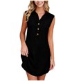 thumbnail image 1 of SDNall Plus Size Sleeveless Collared Shirt Dress with Pockets, Casual Mini Dress in Solid Colors, 1 of 9