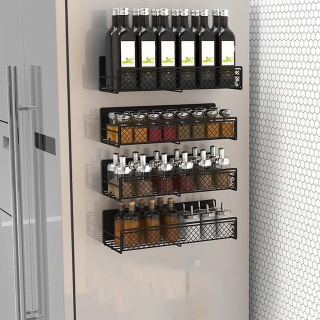 SuoKom Support Magnétique de Rangement pour Épices pour Réfrigérateur et Four, Organisateurs et Rangement pour Frigo Noirs