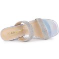 thumbnail image 4 of BLISSFUL STEP Women's Rhinestone Square Toe Chunky Block Heel Slides Sandals, 4 of 5