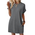 thumbnail image 2 of Ovzne Robes pour Femmes 2025 Robe pour Femme Mode Décontractée Col Rond Été Imprimé Manches Courtes Robe Aguichant Grande Taille Robe Maxi Manches Courtes Liquidation, 2 of 7