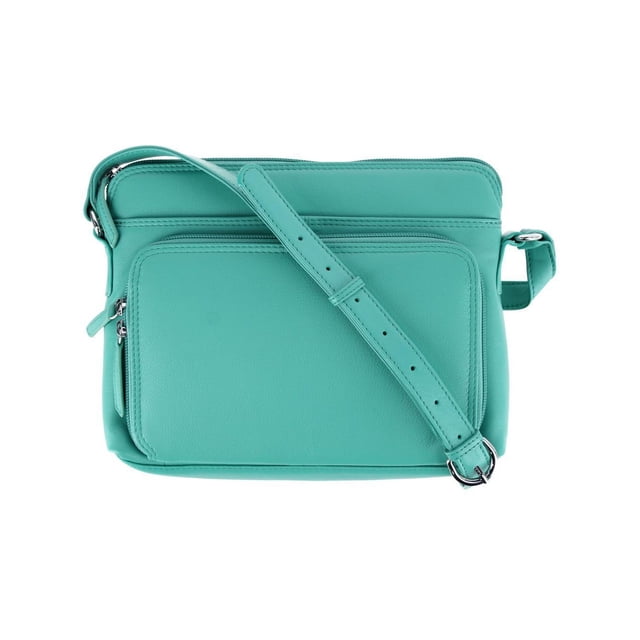 CTM® Leather Shoulder Bag Purse with Side Organizer (Women's)