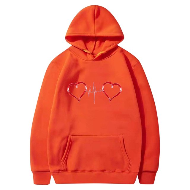 Birdeem Mode Saint-Valentin Couple Imprimé à Capuche Mode Polaire Poche Chandail Manteau