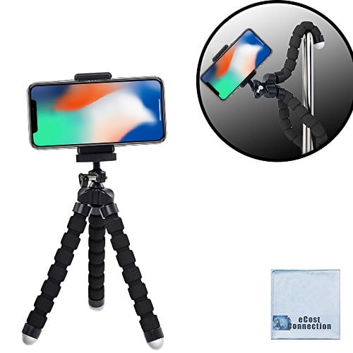 Acuvar Trépied Flexible de 6,5 Pouces avec Support Universel pour Tous les iPhones, Téléphones Samsung et Bien d'Autres et un Chiffon en Microfibre ÉcoConnexion