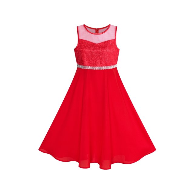 Girls Dress Rhinestone Chiffon Dance Ball Maxi Gown 6 Years