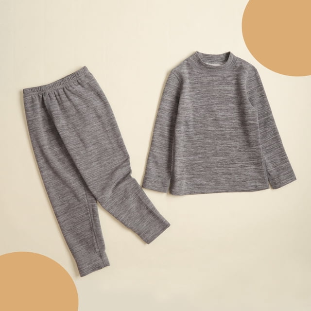 YUNAFFT Ensemble de sous-Vêtements Thermiques Sans Coutures pour Enfants Confort de Base Manches Longues Col Rond Couleur Unie Pyjama Chaud Superposable pour Garçons et Filles Âge 1-14