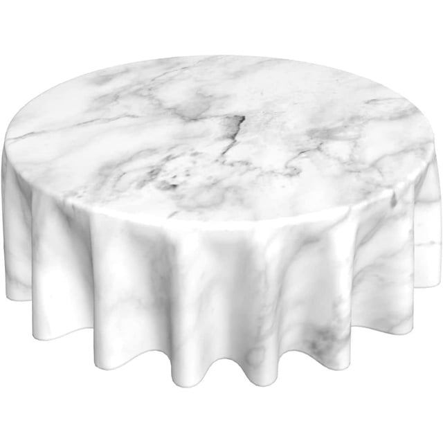 Grey White Marble Tablecloth Round 60 Inch Modern White Marble Table Cover Waterproof Polyester Marble Cover Table Kitchen Table Cloth Cover Anti-Slip Table Cover for Home Dinning Tabletop Decor