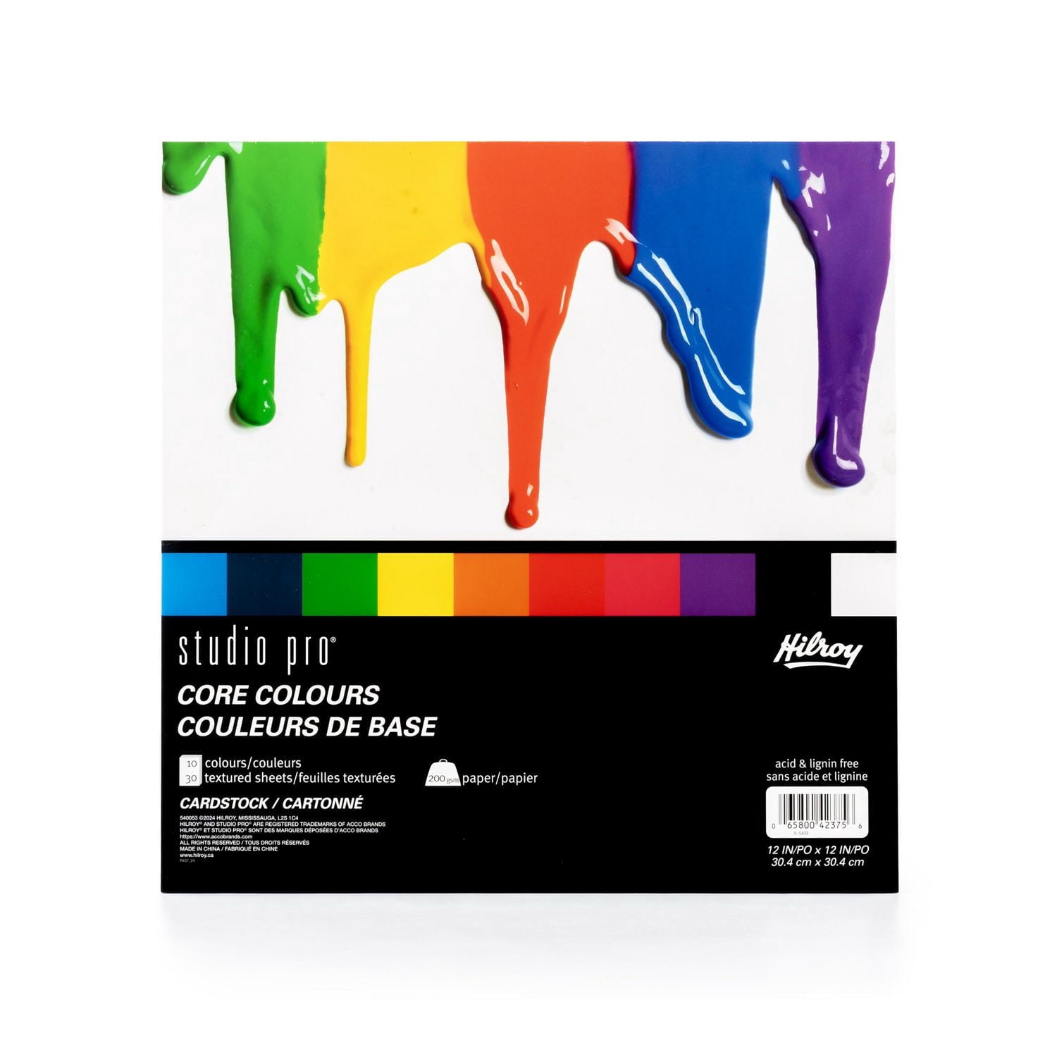 Papier cartonné aux couleurs de base Hilroy® Studio Pro® 12 x 12, 30 un