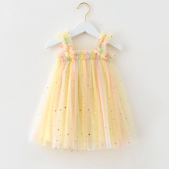 Robe d'Été pour Filles Sans Manches Tutu pour Filles Robe de Fée Robe en Tulle pour Tout-Petits 2-3 Ans