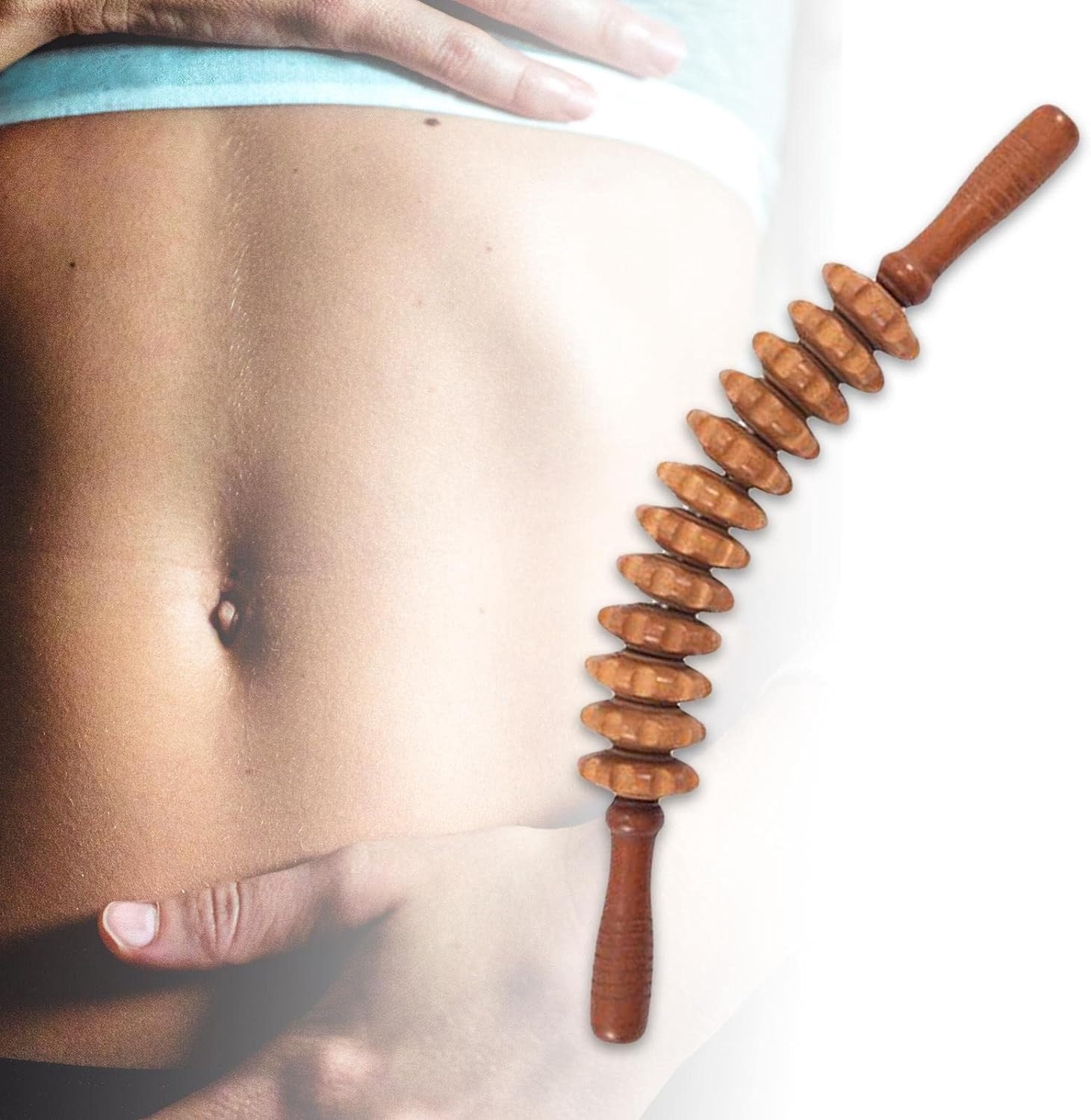 EGNMCR Massage Tool Massage Roller Wood Versatile For Relaxation Body 12 Wheels Massage hammer