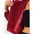 thumbnail image 5 of INSPIRE CHIC Women's Velvet Notched Lapel Zipper Cropped Motorcycle Jacket M Red, 5 of 5