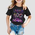 thumbnail image 2 of LUOGENLI T-Shirt pour Filles Enfants Mode Décontractée Imprimé Col Rond Ample Manches Courtes T-Shirt Haut Maxi Hauts Ensembles Filles Tenue 2 Pcs Floral Noir 8-9 Ans, 2 of 4