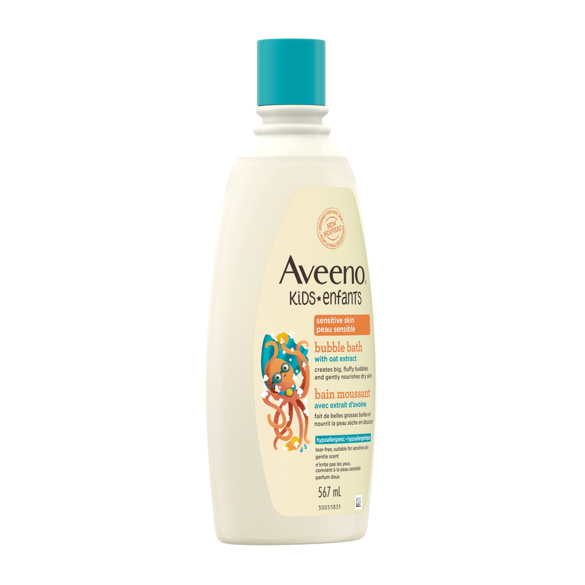 Aveeno Kids Sensitive Skin Bubble Bath, Children's Bubble Bath for Sensitive Skin with Oat Extract, Kid's Bath Liquid Nourishes Dry Skin & Makes Big, Dye-Free, 567 mL